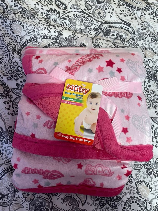 Manta bebé Nüby rosa estrellas
