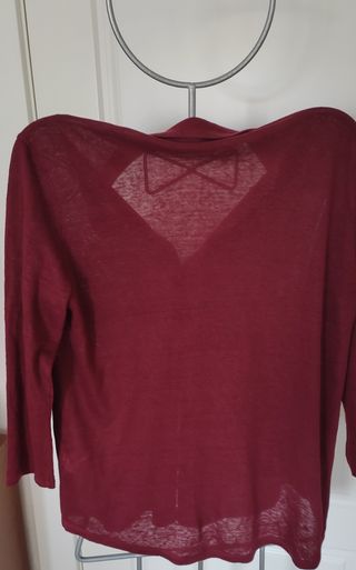 Camisa burdeos manga larga  punto de lino 