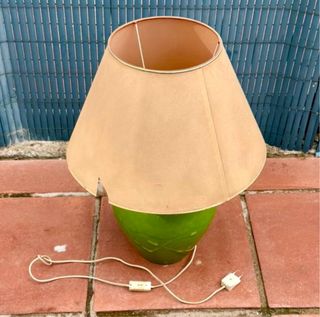 Lámpara vintage cerámica verde y beige