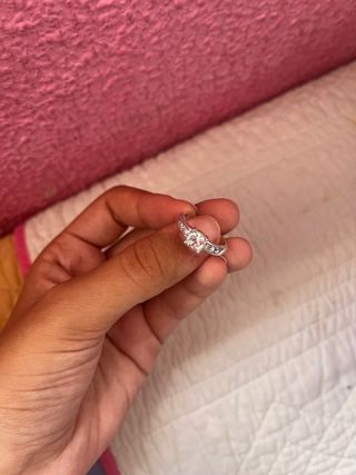 Anillo de plata con diamantes inoxidable 