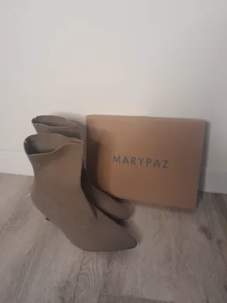 Botas Marypaz tacón beige/marrón