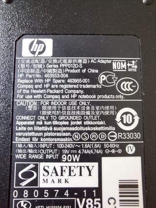 Cargador HP PPP012D-S 90W 100-240V Original