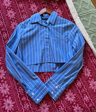 Camisa Zara Rayas Azules Crop