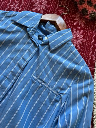 Camisa Zara Rayas Azules Crop