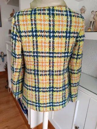 Chaqueta tweed cuadros multicolor