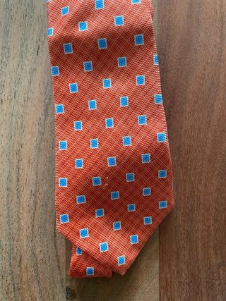 Corbata de Seda Naranja y Azul