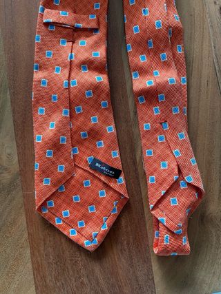 Corbata de Seda Naranja y Azul