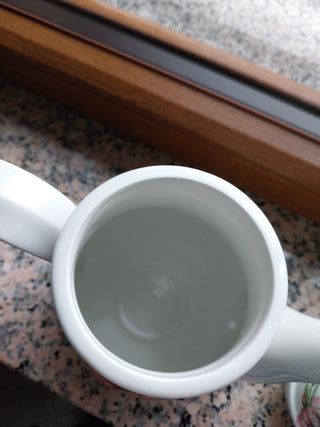 Caffettiera in porcellana con decoro floreale