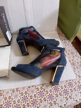 Scarpe  donna tacco blu multicolor