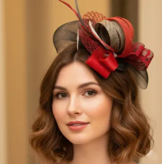 Tocado mujer eventos plata y rojo nuevo