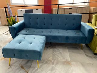 Sofá cama con puff  azul - hacemos envíos! 