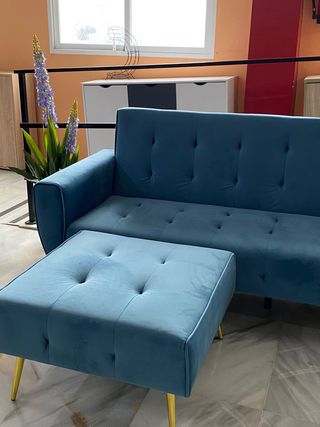 Sofá cama con puff  azul - hacemos envíos! 