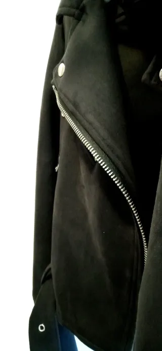 Cazadora / chaqueta negra piel-girada sintética