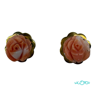 Pendientes Oro 18k Flor Coral Rosa