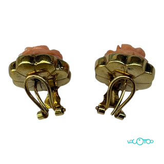 Pendientes Oro 18k Flor Coral Rosa