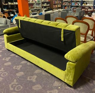 Sofá cama 3 plazas verde con arcón NUEVO