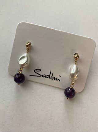 Orecchini Sodini pendenti perle e ametista