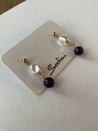 Orecchini Sodini pendenti perle e ametista
