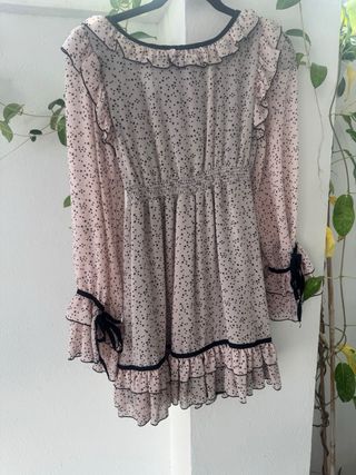 Vestido Holly Preppy rosa estrellas gasa