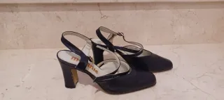 Zapatos de piel azul mujer