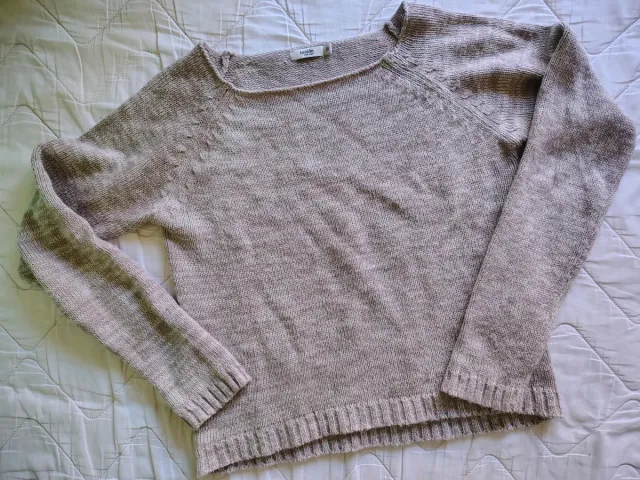 Jersey de punto beige y rosa