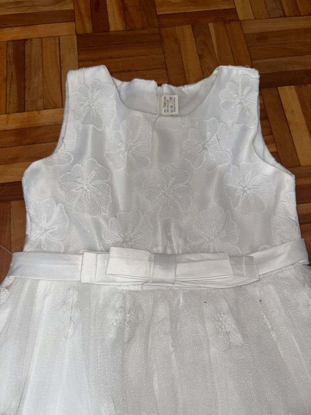 Vestido blanco comunión/bautizo flores