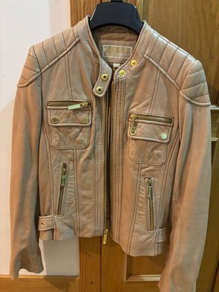 Cazadora Piel Michael Kors Beige