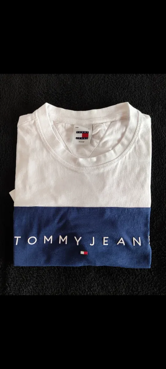 Maglietta Tommy Hilfiger XL bianca e blu