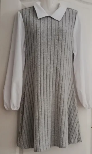 Vestido gris y blanco Shein T. L