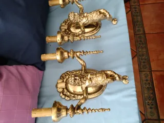 pareja de Apliqués antiguos de  bronce dorado