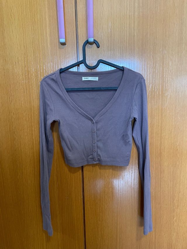 Pull&Bear Camiseta Manga Larga Rosa Nude