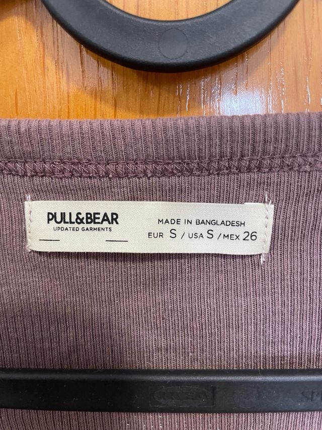 Pull&Bear Camiseta Manga Larga Rosa Nude