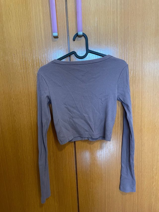 Pull&Bear Camiseta Manga Larga Rosa Nude