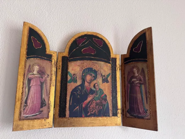 Tríptico Virgen con Ángeles