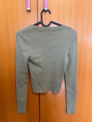Camiseta manga larga verde Stradivarius