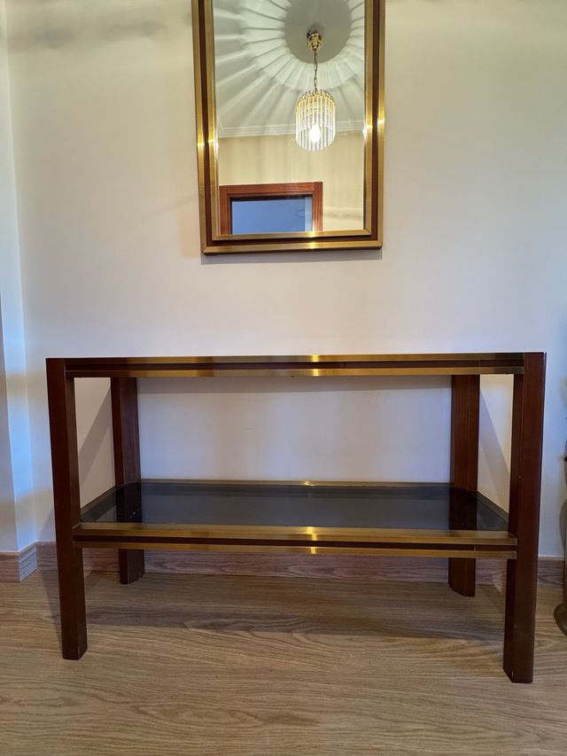 Set muebles de entrada en madera y cristal