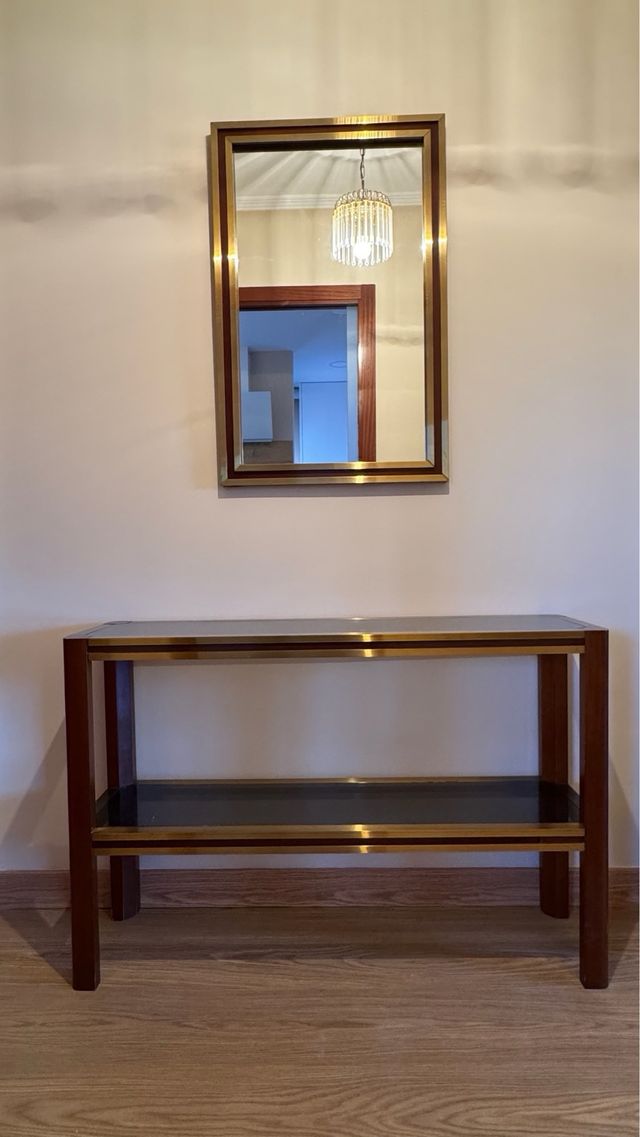 Set muebles de entrada en madera y cristal