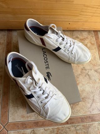 Zapatillas Lacoste Blancas y Rojas Talla 39.5