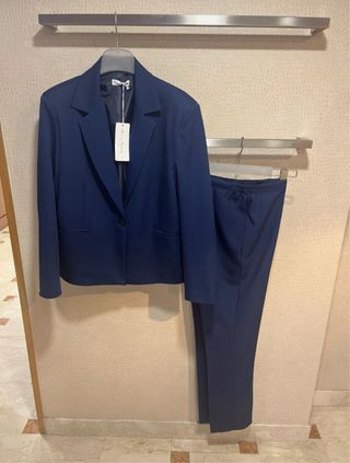 Tailleur donna blu con pantaloni