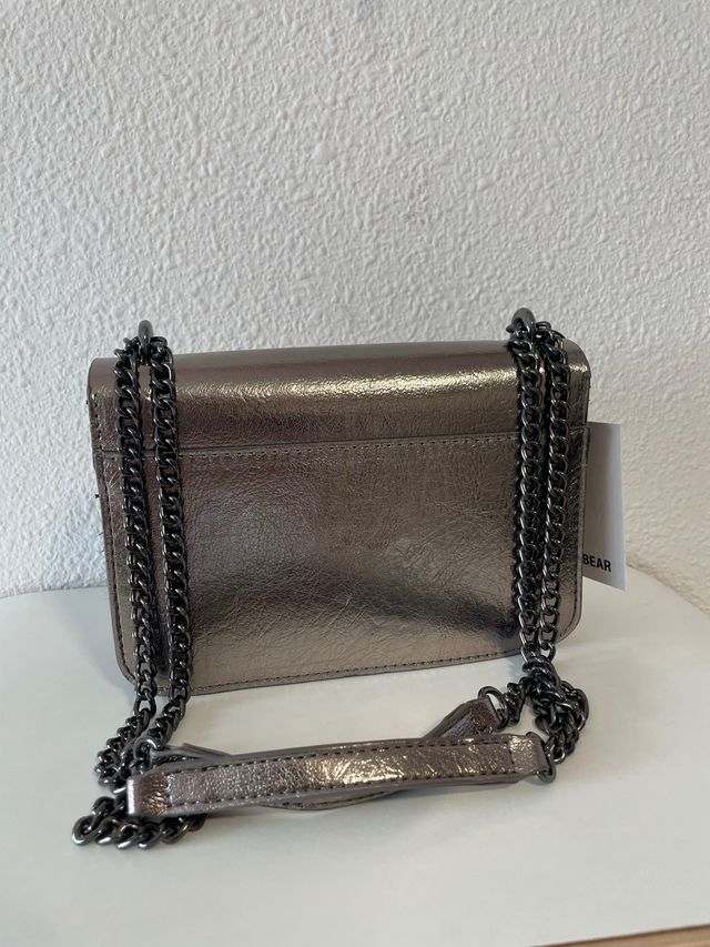 Bolso bandolera plateado Pull&Bear