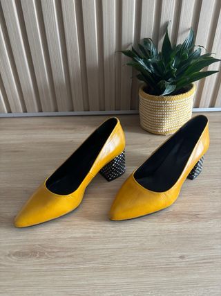 Zapatos de piel salón tacón ancho 6cm