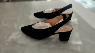 Zapatos tacón slingback terciopelo negro 41