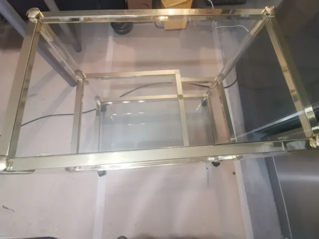 Mesa auxiliar vintage, cristal y metraquilato,