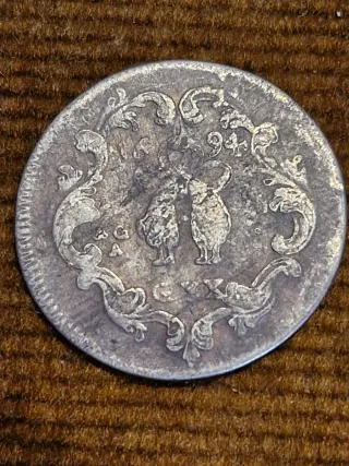 1 Tari plata Carlos II 1694 Nápoles