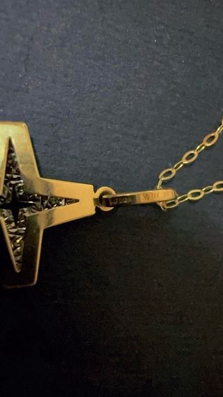 Collana Roló con Croce Bicolore in Oro 18Kt 750 