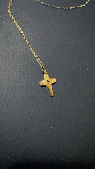 Collana Roló con Croce Bicolore in Oro 18Kt 750 