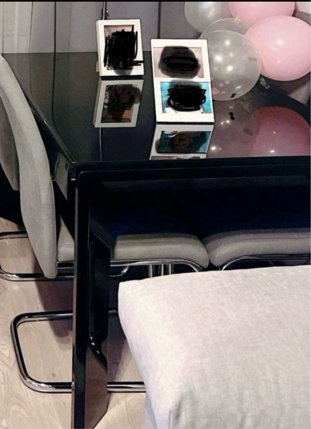 Mesa de comedor cristal y metal