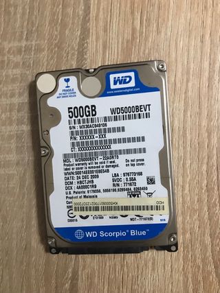 Disco Duro 500GB WD WD5000BEVT