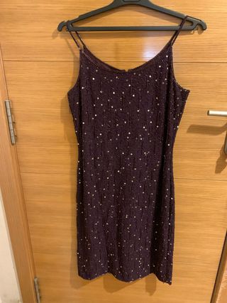 Vestido fiesta morado lentejuelas