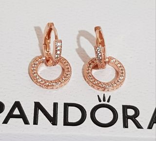 Pendientes Aro Baño Oro Circonitas Pandora